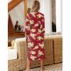 Ekouaer Women Robes Long Knit Bathrobe Lightweight Soft Kimono Robes Casual Ladies Loungewear with Pockets(Red Floral)