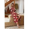 Ekouaer Women Robes Long Knit Bathrobe Lightweight Soft Kimono Robes Casual Ladies Loungewear with Pockets(Red Floral)