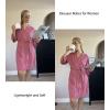 Ekouaer Women Robes Waffle Knee Length Bathrobe Lightweight Soft Sleepwear V neck 3/4 Sleeve Casual Ladies Loungewear S-XXL(Gray Purple)
