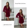 Ekouaer Women Robes Waffle Knee Length Bathrobe Lightweight Soft Sleepwear V neck 3/4 Sleeve Casual Ladies Loungewear S-XXL(Wine Red)