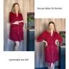 Ekouaer Women Robes Waffle Knee Length Bathrobe Lightweight Soft Sleepwear V neck 3/4 Sleeve Casual Ladies Loungewear S-XXL(Wine Red)