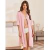Ekouaer Women Robes Zipper Front 3/4 Sleeve Housecoat Zip Up Bathrobes Lightweight Nightgown with Pockets S-XXL(Dark Pink)