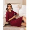 Ekouaer Women Robes Zipper Front 3/4 Sleeve Housecoat Zip Up Bathrobes Lightweight Nightgown with Pockets S-XXL(Wine Red)