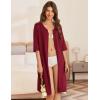 Ekouaer Women Robes Zipper Front 3/4 Sleeve Housecoat Zip Up Bathrobes Lightweight Nightgown with Pockets S-XXL(Wine Red)