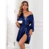 Ekouaer Women Silk Robes Short Satin Bathrobe 3/4 Sleeve Kimono Bride Robe Valentines Silky Sleepwear with Pockets S-XXL(Navy Blue)