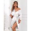 Ekouaer Women Silk Robes Short Satin Bathrobe 3/4 Sleeve Kimono Bride Robe Valentines Silky Sleepwear with Pockets S-XXL(White)