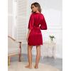 Ekouaer Women Silk Robes Short Satin Bathrobe 3/4 Sleeve Kimono Bride Robe Valentines Silky Sleepwear with Pockets S-XXL(Wine Red)
