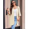 Ekouaer Women Waffle Robes 3/4 Sleeve Ruffle Knit Bathrobe Soft Lightweight Knee Length Robe Loungewear(Apricot)