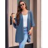 Ekouaer Women Waffle Robes 3/4 Sleeve Ruffle Knit Bathrobe Soft Lightweight Knee Length Robe Loungewear(Blue)
