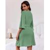 Ekouaer Women Waffle Robes 3/4 Sleeve Ruffle Knit Bathrobe Soft Lightweight Knee Length Robe Loungewear(Green)
