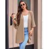 Ekouaer Women Waffle Robes 3/4 Sleeve Ruffle Knit Bathrobe Soft Lightweight Knee Length Robe Loungewear(Khaki)