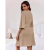 Ekouaer Women Waffle Robes 3/4 Sleeve Ruffle Knit Bathrobe Soft Lightweight Knee Length Robe Loungewear(Khaki)