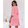 Ekouaer Women Waffle Robes 3/4 Sleeve Ruffle Knit Bathrobe Soft Lightweight Knee Length Robe Loungewear(Pink)