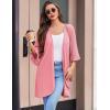 Ekouaer Women Waffle Robes 3/4 Sleeve Ruffle Knit Bathrobe Soft Lightweight Knee Length Robe Loungewear(Pink)