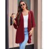 Ekouaer Women Waffle Robes 3/4 Sleeve Ruffle Knit Bathrobe Soft Lightweight Knee Length Robe Loungewear(Wine Red)