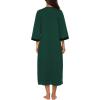 Ekouaer Women Zipper Robe 3/4 Sleeves Loungewear Dress Full Length Sleepwear Pockets Housecoat Nightgown Long Bathrobe