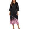Ekouaer Women Zipper Robe 3/4 Sleeves Loungewear Dress Full Length Sleepwear Pockets Housecoat Nightgown Long Bathrobe(Cherry Blossoms)