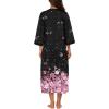 Ekouaer Women Zipper Robe 3/4 Sleeves Loungewear Dress Full Length Sleepwear Pockets Housecoat Nightgown Long Bathrobe(Cherry Blossoms)