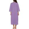 Ekouaer Women Zipper Robe 3/4 Sleeves Loungewear Dress Full Length Sleepwear Pockets Housecoat Nightgown Long Bathrobe(Purple)