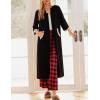 Ekouaer Women Zipper Robe 3/4 Sleeves Loungewear Dress Full Length Sleepwear Pockets Housecoat Nightgown Long Bathrobe(Style 1-black)