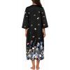 Ekouaer Women Zipper Robe 3/4 Sleeves Loungewear Dress Full Length Sleepwear Pockets Housecoat Nightgown Long Bathrobe(Style 1-butterfly Floral)