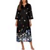 Ekouaer Women Zipper Robe 3/4 Sleeves Loungewear Dress Full Length Sleepwear Pockets Housecoat Nightgown Long Bathrobe(Style 1-butterfly Floral)