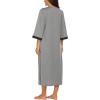 Ekouaer Women Zipper Robe 3/4 Sleeves Loungewear Dress Full Length Sleepwear Pockets Housecoat Nightgown Long Bathrobe(Style 1-grey)