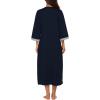 Ekouaer Women Zipper Robe 3/4 Sleeves Loungewear Dress Full Length Sleepwear Pockets Housecoat Nightgown Long Bathrobe(Style 1-navy)