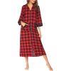 Ekouaer Women Zipper Robe 3/4 Sleeves Loungewear Dress Full Length Sleepwear Pockets Housecoat Nightgown Long Bathrobe(Style 1-pat1)