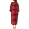 Ekouaer Women Zipper Robe 3/4 Sleeves Loungewear Dress Full Length Sleepwear Pockets Housecoat Nightgown Long Bathrobe(Style 1-pat1)