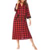 Ekouaer Women Zipper Robe 3/4 Sleeves Loungewear Dress Full Length Sleepwear Pockets Housecoat Nightgown Long Bathrobe(Style 1-pat1)