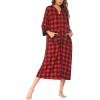 Ekouaer Women Zipper Robe 3/4 Sleeves Loungewear Dress Full Length Sleepwear Pockets Housecoat Nightgown Long Bathrobe(Style 1-pat1)
