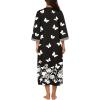 Ekouaer Women Zipper Robe 3/4 Sleeves Loungewear Dress Full Length Sleepwear Pockets Housecoat Nightgown Long Bathrobe(Style 1-pat10)