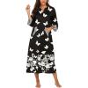 Ekouaer Women Zipper Robe 3/4 Sleeves Loungewear Dress Full Length Sleepwear Pockets Housecoat Nightgown Long Bathrobe(Style 1-pat10)