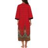 Ekouaer Women Zipper Robe 3/4 Sleeves Loungewear Dress Full Length Sleepwear Pockets Housecoat Nightgown Long Bathrobe(Style 1-pat20)