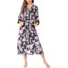 Ekouaer Women Zipper Robe 3/4 Sleeves Loungewear Dress Full Length Sleepwear Pockets Housecoat Nightgown Long Bathrobe(Style 1-pat4)