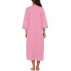Ekouaer Women Zipper Robe 3/4 Sleeves Loungewear Dress Full Length Sleepwear Pockets Housecoat Nightgown Long Bathrobe(Style 1:pink)