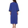 Ekouaer Women Zipper Robe 3/4 Sleeves Loungewear Dress Full Length Sleepwear Pockets Housecoat Nightgown Long Bathrobe(Style 1-snorkel Blue)