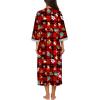 Ekouaer Women Zipper Robe 3/4 Sleeves Loungewear Dress Full Length Sleepwear Pockets Housecoat Nightgown Long Bathrobe(Xmas Print)