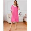 Ekouaer Women Zipper Robe Short Striped Sleeves Lightweight Robes Color Block Bathrobe Soft Sleepwear with Pockets S-3XL(B Hot Pink)
