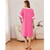 Ekouaer Women Zipper Robe Short Striped Sleeves Lightweight Robes Color Block Bathrobe Soft Sleepwear with Pockets S-3XL(B Hot Pink)