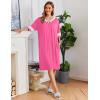 Ekouaer Women Zipper Robe Short Striped Sleeves Lightweight Robes Color Block Bathrobe Soft Sleepwear with Pockets S-3XL(B Hot Pink)