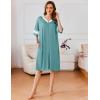 Ekouaer Women Zipper Robe Short Striped Sleeves Lightweight Robes Color Block Bathrobe Soft Sleepwear with Pockets S-3XL(B Mint Green)