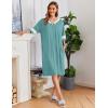 Ekouaer Women Zipper Robe Short Striped Sleeves Lightweight Robes Color Block Bathrobe Soft Sleepwear with Pockets S-3XL(B Mint Green)