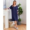 Ekouaer Women Zipper Robe Short Striped Sleeves Lightweight Robes Color Block Bathrobe Soft Sleepwear with Pockets S-3XL(B Navy Blue)