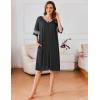Ekouaer Women Zipper Robe Short Striped Sleeves Lightweight Robes Color Block Bathrobe Soft Sleepwear with Pockets S-3XL(Black)