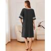 Ekouaer Women Zipper Robe Short Striped Sleeves Lightweight Robes Color Block Bathrobe Soft Sleepwear with Pockets S-3XL(Black)