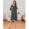 Ekouaer Women Zipper Robe Short Striped Sleeves Lightweight Robes Color Block Bathrobe Soft Sleepwear with Pockets S-3XL(Dark Grey)