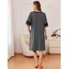 Ekouaer Women Zipper Robe Short Striped Sleeves Lightweight Robes Color Block Bathrobe Soft Sleepwear with Pockets S-3XL(Dark Grey)