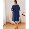 Ekouaer Women Zipper Robe Short Striped Sleeves Lightweight Robes Color Block Bathrobe Soft Sleepwear with Pockets S-3XL(Deep Blue)